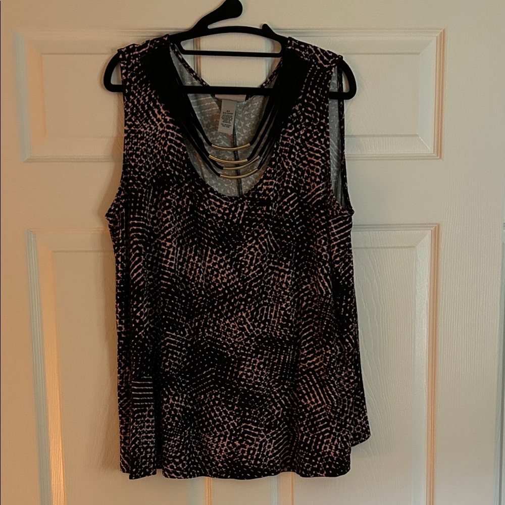 Catherines Curvy collection Black and Pink sleeveless top 2X